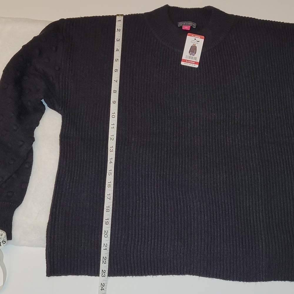 NWT Vince Camuto Clip Dots Long Sleeve Pullover Mock Neck Sweater Wm's Black XL - Picture 13 of 15